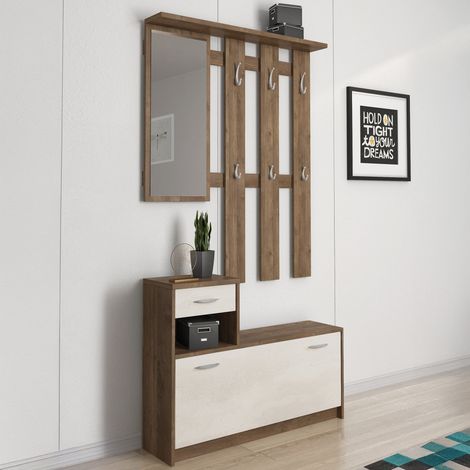 Mueble de Entrada Garolfo, Espejo Incluido, 25.5x100x190h cm Blanco (1/5)