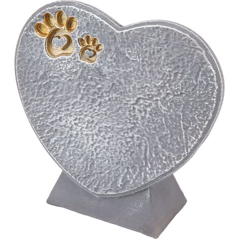 Pierre tombale artisanale en forme de cœur pour animaux de compagnie, pierre commémorative en résine pour chiens, décoration extérieure pour jardin, pierre dressée grise (1/5)