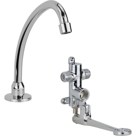 Kit robinet temporisé avec commande à pédale et bec orientable pour lavabo MCM 901600+901100  Chromé