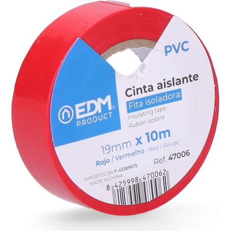 Nastro Isolante 10m x 19mm Rosso Qualità EDM "Supra" (1/2)