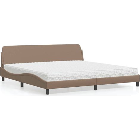 vidaXL Lit avec matelas Dover cappuccino 200x200 cm similicuir (1/5)