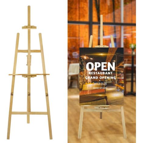 Caballete de artista - DAYPLUS - Tipo A de gran tamaño - Madera de pino macizo - Altura 175 cm - Plegable y portátil