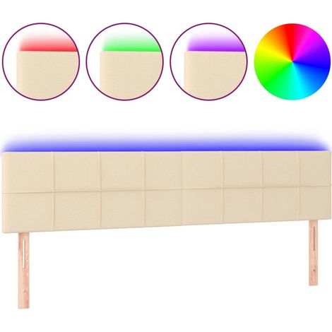 Maison Exclusive - Cabecero con LED de tela color crema 160x5x78/