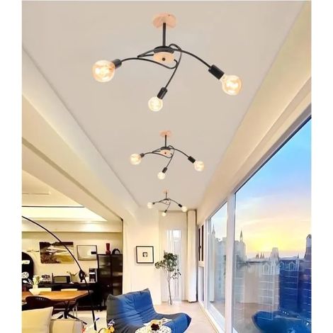 kawoo Lot de 3 Retro Plafonnier Industriel Noir Lampe Suspension Vintage Designe Edison pour Salon Chambre (1/4)