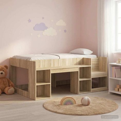 vidaXL Kinderbettgestell mit Stauraum Sonoma-Eiche 80 x 160 cm (1/5)