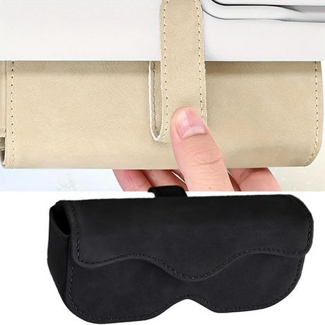 Organizador de gafas - Clip para visera - Almacenamiento seguro - Fácil de colocar - 20 cm de largo - Negro (1/5)