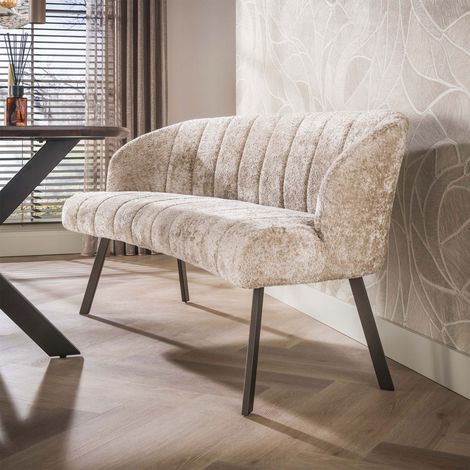 Banc 190x70x81 cm en tissu bouclette sable et bronze - JORDI (1/5)