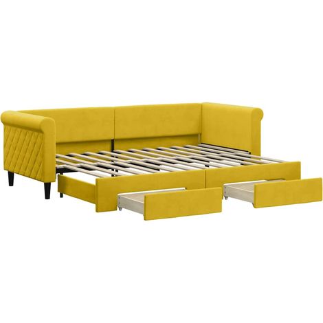 Maison Exclusive - Divano Letto Estraibile con Cassetti Giallo 80x200cm in Velluto