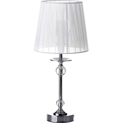Lampada Da Tavolo Elegante In Metallo Con Paralume Acrilico Bianco Alta 42,5cm (1/4)