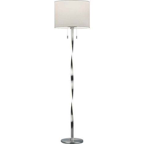 Lampada da terra LED, metallo e tessuto, bianco e nichel opaco, H 160 cm, Nandor (1/5)