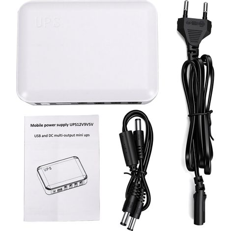 Mini onduleur portable 6000 mAh avec 5 ports USB, alimentation CC 5 V, 9 V et 12 V pour routeur, modem et caméra de sécurité (prise UE). (1/5)