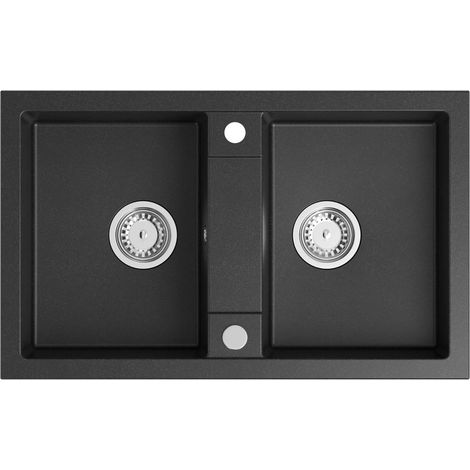 Sapho - Lavello in granito, 780x475 mm, nero GR2224 (1/3)