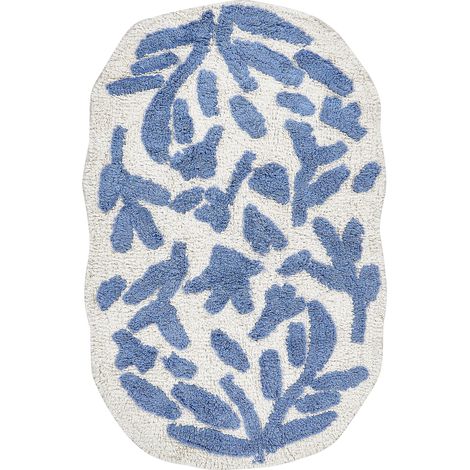 Alfombrilla de baño moderna de algodón forma irregular 60 x 90 cm patrón decorativo accesorios de baño azul Derik