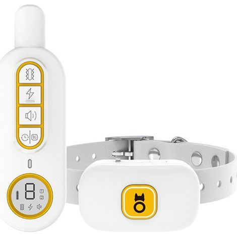 1 Set. Farbe: Weiß. Material: Kunststoff. Fernbedienung für Hundetrainer, Antibell-Funktion, wasserdicht, wiederaufladbar, intelligenter Hundetrainer.