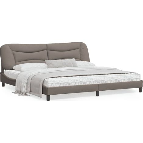 Cadre de lit avec lumières LED taupe 200x200 tissu (1/5)