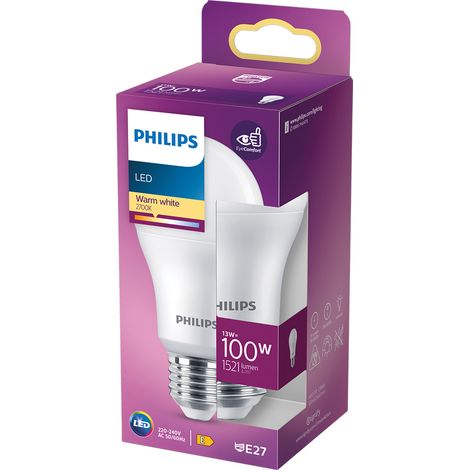 LAMPADA A LED 'GOCCIA' CALDA 2700K 13 W=100W E27 - 1521 lm- 4 pezzi - PHILIPS