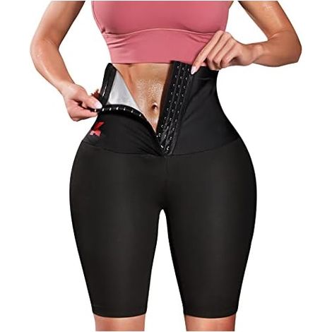 Short De Sudation - En Tissu Polymère Thermorétente Sans Néoprène - Taille Haute Avec 3 Crochets Réglables - Pour Activité Physique - Taille Unique (1/3)