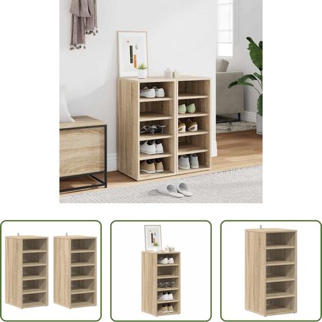 Schuhkommode -  Schuhschränke 2 Stk. Sonoma-Eiche 31,5x35x70 cm Holzwerkstoff (1/5)