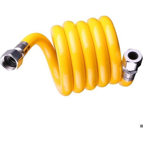 Tuyau de gaz flexible, 50 cm, tube de raccordement en acier inoxydable, conforme à la norme EN 15266, pour plaque de cuisson, cuisinière (1/5)