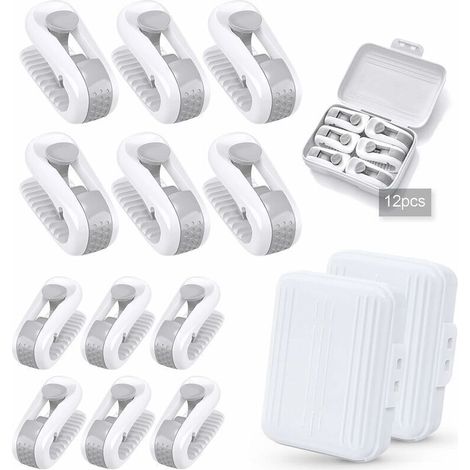 12 Pièces Clip Housse de Couette,Anti-dérapant sans Aiguille Clip Drap de Lit pour Fixer Les Couettes (Blanc + Blanc) - (1/4)