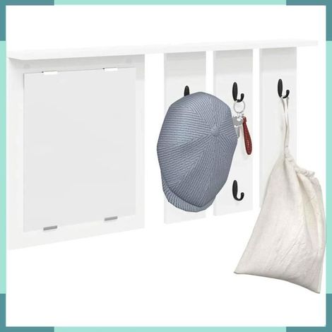 Porte-manteau mural - 874483 - Blanc - Avec miroir - Bois d'ingénierie (1/5)