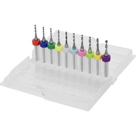 Jeu de 10 micro-forets en carbure de tungstène de 1,1 à 2,0 mm pour circuits imprimés. (1/5)