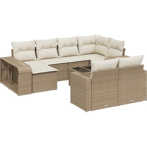 Maison Exclusive - 11-tlg. Garten-Sofagarnitur mit Kissen Beige P