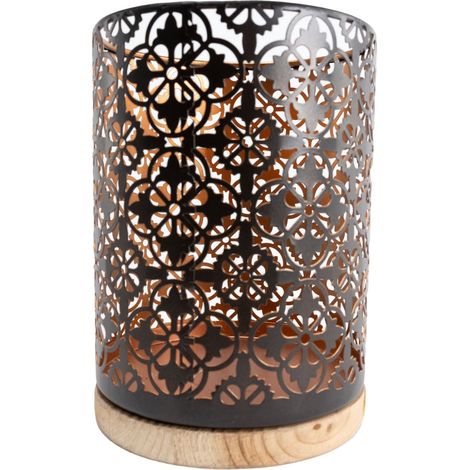 TrendLine Windlicht Ø 12x16,5 cm, schwarz-gold Metall Kerzenlichtzauber (1/2)