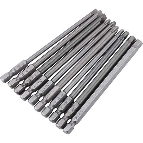 10 punte per cacciavite, esagonali piatte, in acciaio S2, 1/4" 100 mm (1/5)