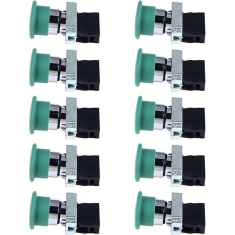 Lot de 10 boutons-poussoirs rouges de 22 mm, à réarmement momentané, marche/arrêt AC240V pour machines industrielles (1/5)