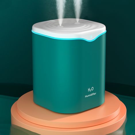 Humidificador silencioso de 2 litros con luz nocturna y depósito de agua, apto para dormitorios, hogares y oficinas (verde, 130130160 mm). (1/2)