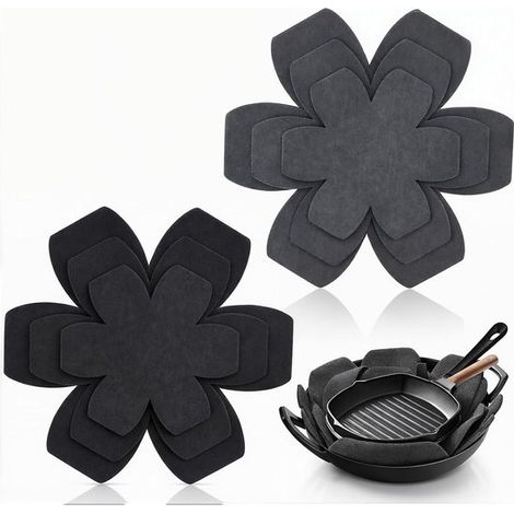 Set di 6 divisori in feltro per pentole e padelle, set di protezione per la cucina, protegge pentole e padelle quando impilate, divisori in feltro antiscivolo per utensili da cucina (1/5)