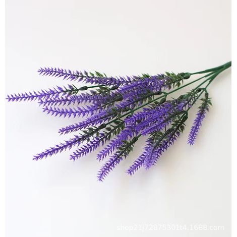10 Lavandes en Plastique Réalistes - Fleurs Artificielles Anti-Décoloration pour Décoration Extérieur/Maison - Idéal pour Jardinières (1/3)