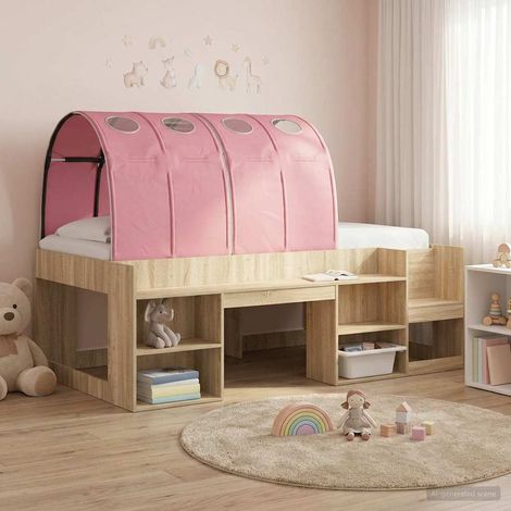 vidaXL Tunnel per Letto 2 pz Rosa Poliestere (1/5)