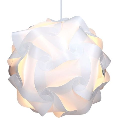Lampe Puzzle Abat-jour - Luminaire IQ 30 pcs Plafond Chevet lumière blanche - Diamètre env 40 cm - Avec câble interrupteur douille E27, blanc (1/5)