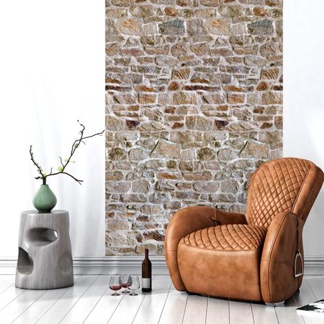 Papier peint intissé pré-encollé - MUR EN PIERRE NATURELLE - 1 rouleau de 300x60cm (1/5)