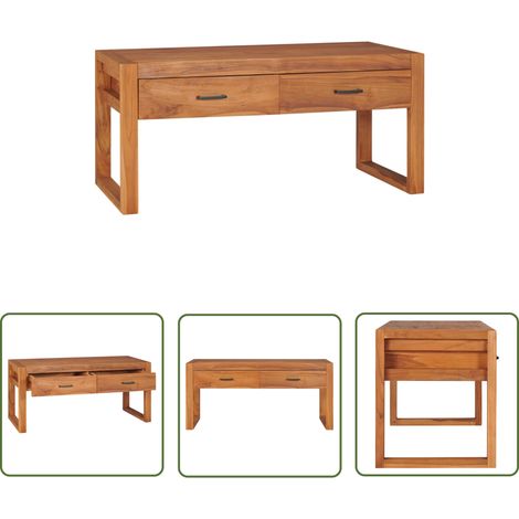 The Living Store Meuble TV 100x40x45 cm Bois de teck - Meubles Tv - Meuble Tv Bois - Meuble Tv Design - Table Basse Tv - Unité Hi Fi (1/5)
