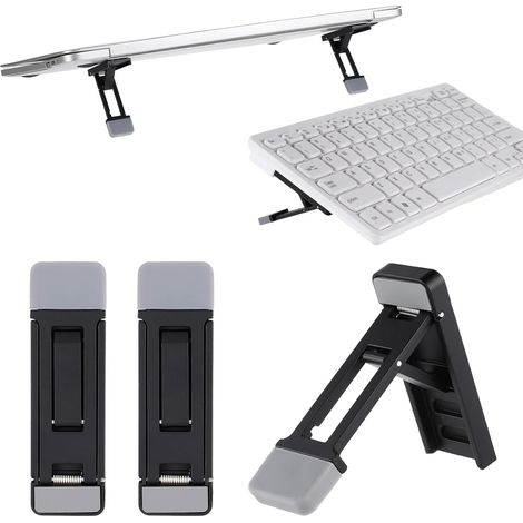 Lot de 2 supports de clavier portables, support pour ordinateur portable pliable et invisible, réglable sur trois angles d'inclinaison (noir) (1/5)
