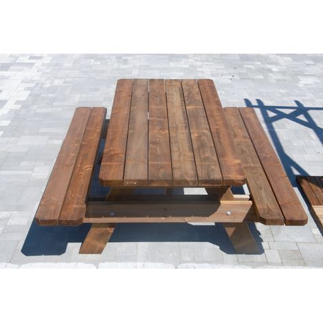 Table de jardin 2m – 4/6 personnes – Structure 100% bois traité autoclave – Résistante aux intempéries – Montage facile – Jardinatoire