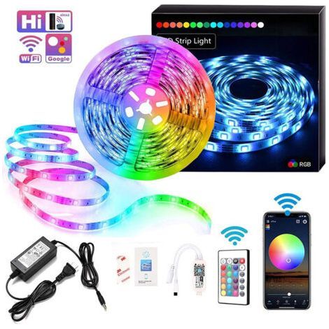 Bande LED RGB .5M.150 LED.Contrlé par Avec contrleur WIFI 24 touches et.Bande lumineuse autocollante pour fête.maison (1/5)