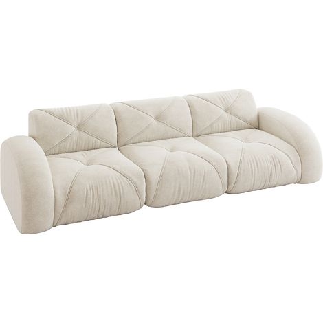 Canapé modulable sans cadre 3 places en chenille blanche, design antidérapant, prêt à l'emploi (1/5)