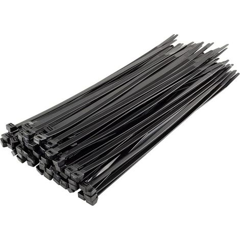 Lot de 50 Collier de serrage plastique 3,6 x 250 mm, serre cable plastique, Bride de câble en plastique autobloquante nylon, noi