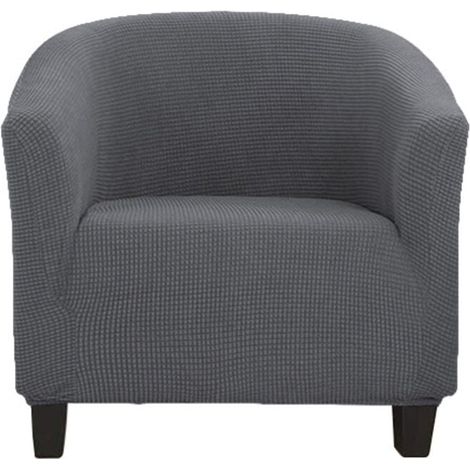 Housse de fauteuil extensible jacquard avec accoudoirs pour fauteuil de café, chaise de club, fauteuil de relaxation, housse extensible (gris foncé) (1/4)