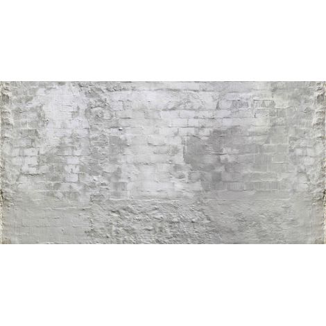 Papier peint panoramique effet brique pour chambre | Tapisserie panoramique grise imitation crépi | Papiers peints panoramiques blancs designs - 250 x 500 cm (5 pièces) (1/2)