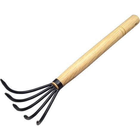 Râteau griffe de jardinier de 38,1 cm avec manche en bois pour une prise ferme - Râteau à griffes japonais idéal pour le jardinage et le désherbage (1/5)