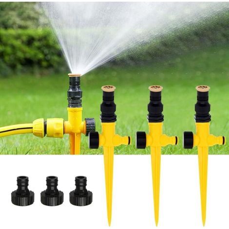 Ensemble De 3 Arroseurs De Pelouse, Arroseur De Jardin Automatique À 360°, Arroseur De Jardin Multifonctionnel, Compatible Avec Les Tuyaux D'arrosage De 1/2" Et 1/4", Arroseur Réglable Pour Jardin Et (1/5)
