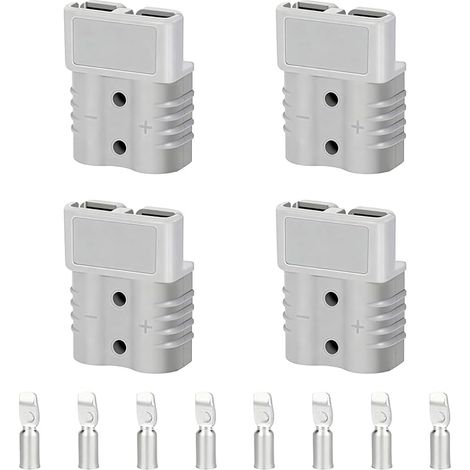 Conector de batería Anderson de 4 piezas, 50 A, 600 V, 50 amperios, enchufe universal de conexión rápida, con terminales de cobre plateado, accesorios de conexión modular para automóviles y motociclet (1/5)