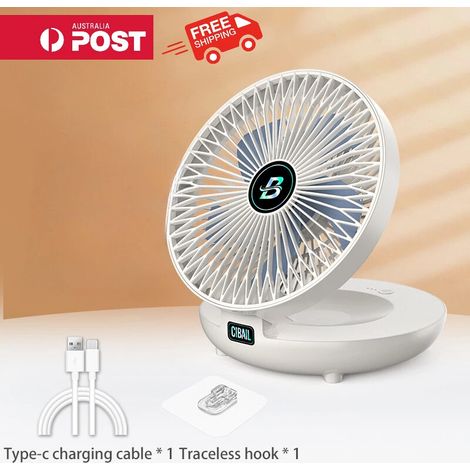 Ventilateur rechargeable USB, ventilateur de bureau portable, mini climatiseur, ventilateur de voyage, petit, silencieux, 20 cm (8 pouces) (1/5)