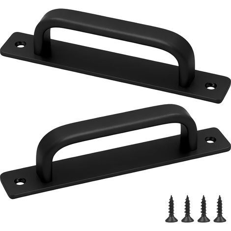 Poignée Meuble, 2 Pièces Poignet de Porte Cuisine, Noire, 180 mm Poignée Porte Coulissante, avec 4 Vis, pour Armoires, Penderies, Portes Coulissantes (1/5)