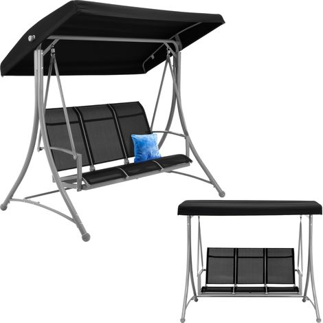 Columpio de jardín mecedora independiente de acero para 3 personas, 196 cm, con toldo. (1/5)